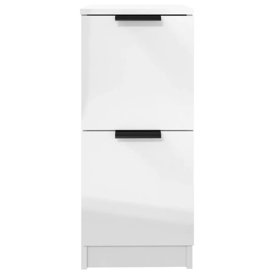 Buffets 2 pcs Blanc brillant 30x30x70 cm Bois d'ingénierie - 4