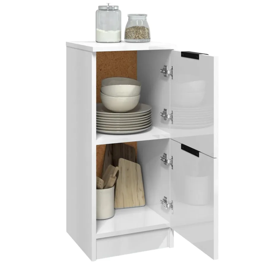 Buffets 2 pcs Blanc brillant 30x30x70 cm Bois d'ingénierie - 7
