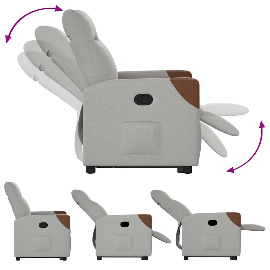 Fauteuil inclinable gris nuage tissu - 8
