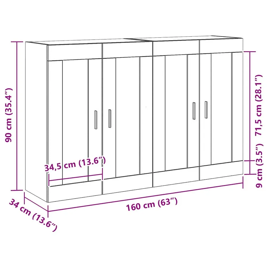 Meuble mural 2 pcs Chêne artisanal 69,5 x 34 x 90 cm - 12