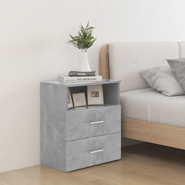 Tables de chevet 2 pcs Gris béton 50x32x60 cm