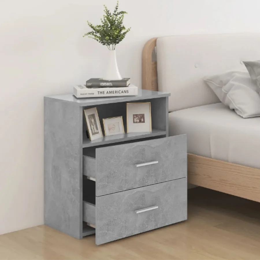 Tables de chevet 2 pcs Gris béton 50x32x60 cm - 3