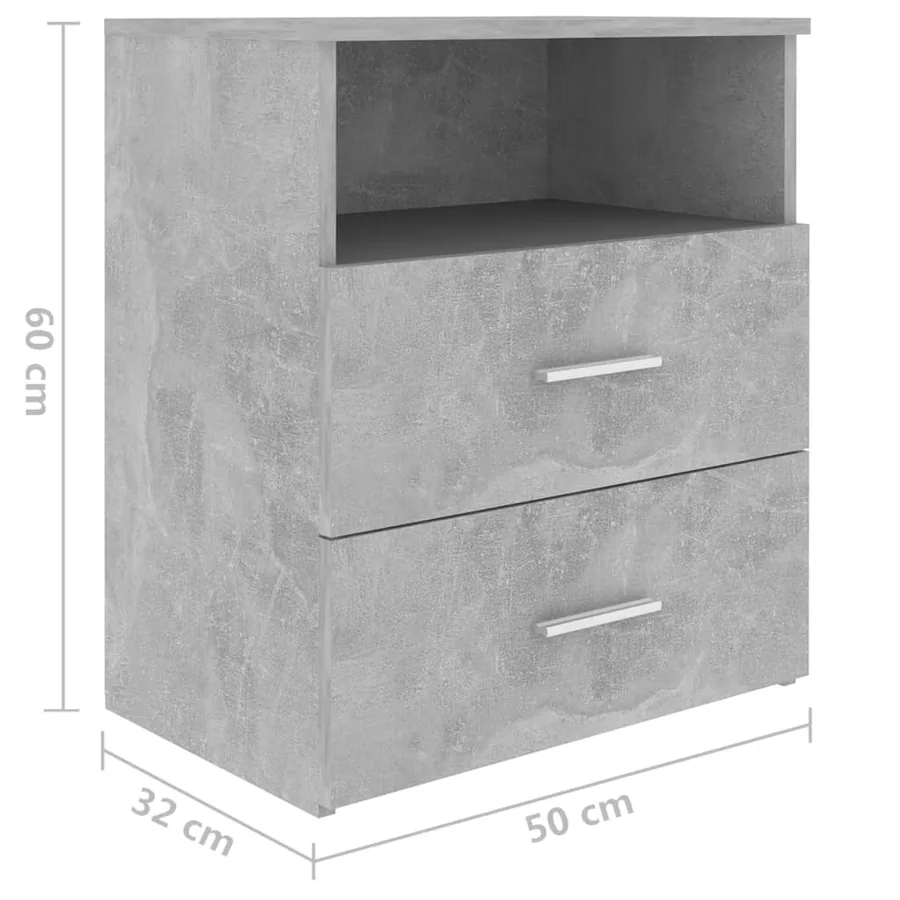 Tables de chevet 2 pcs Gris béton 50x32x60 cm - 9