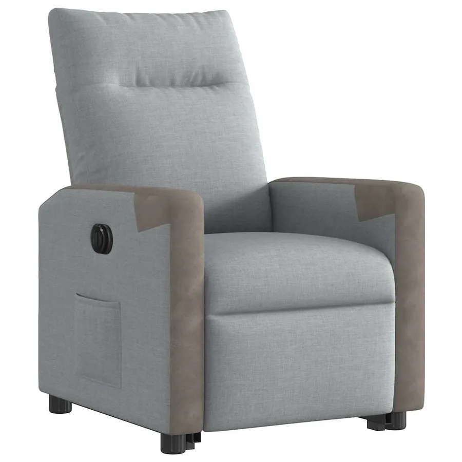 Fauteuil inclinable électrique gris clair tissu - 4