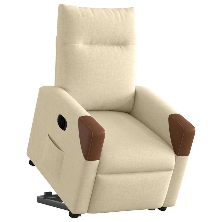Fauteuil inclinable électrique crème tissu - 3