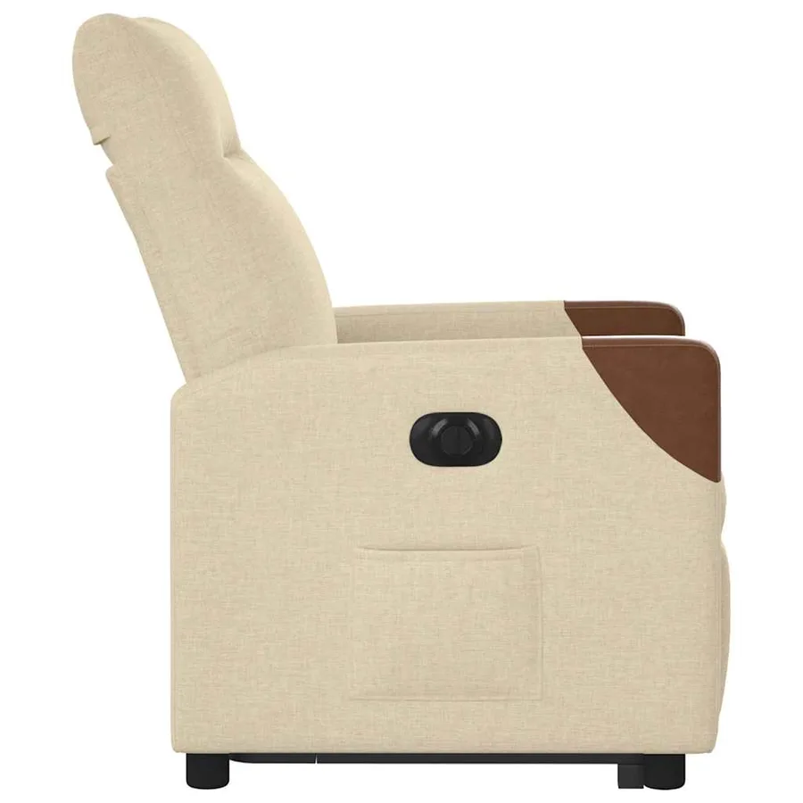 Fauteuil inclinable électrique crème tissu - 6