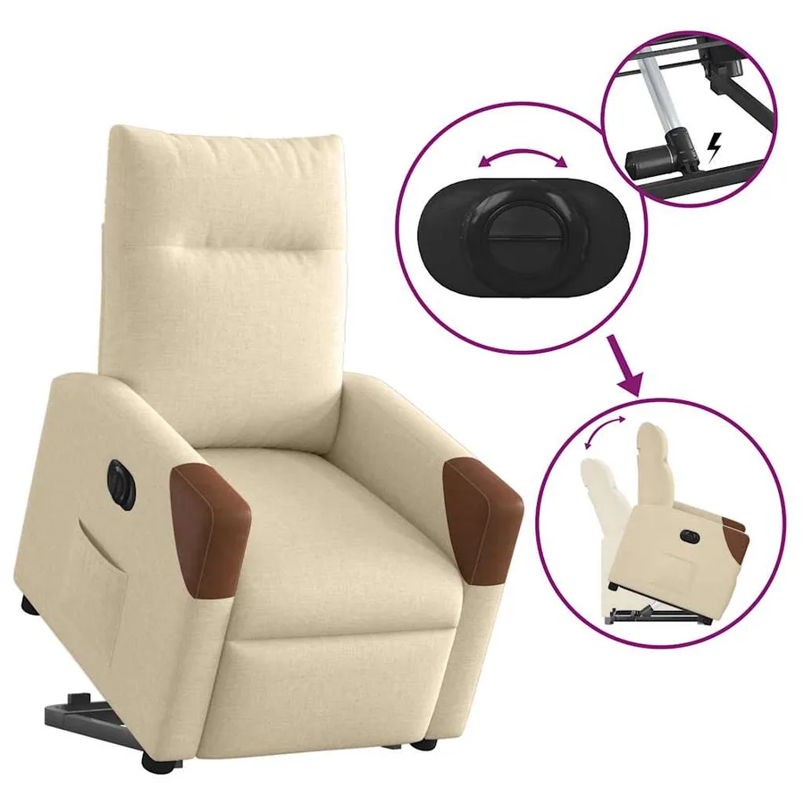 Fauteuil inclinable électrique crème tissu - 8