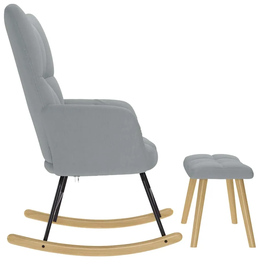 Chaise à bascule avec repose-pied Gris clair Tissu - 6