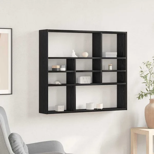 Étagère murale en chêne noir 90 x 16 x 78 cm bois d'ingénierie