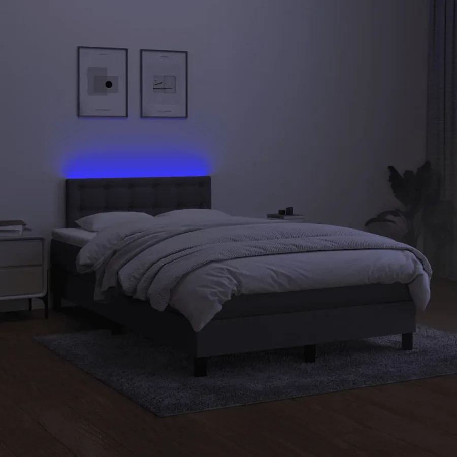 Sommier à lattes de lit et matelas et LED Gris foncé 120x200 cm - 4