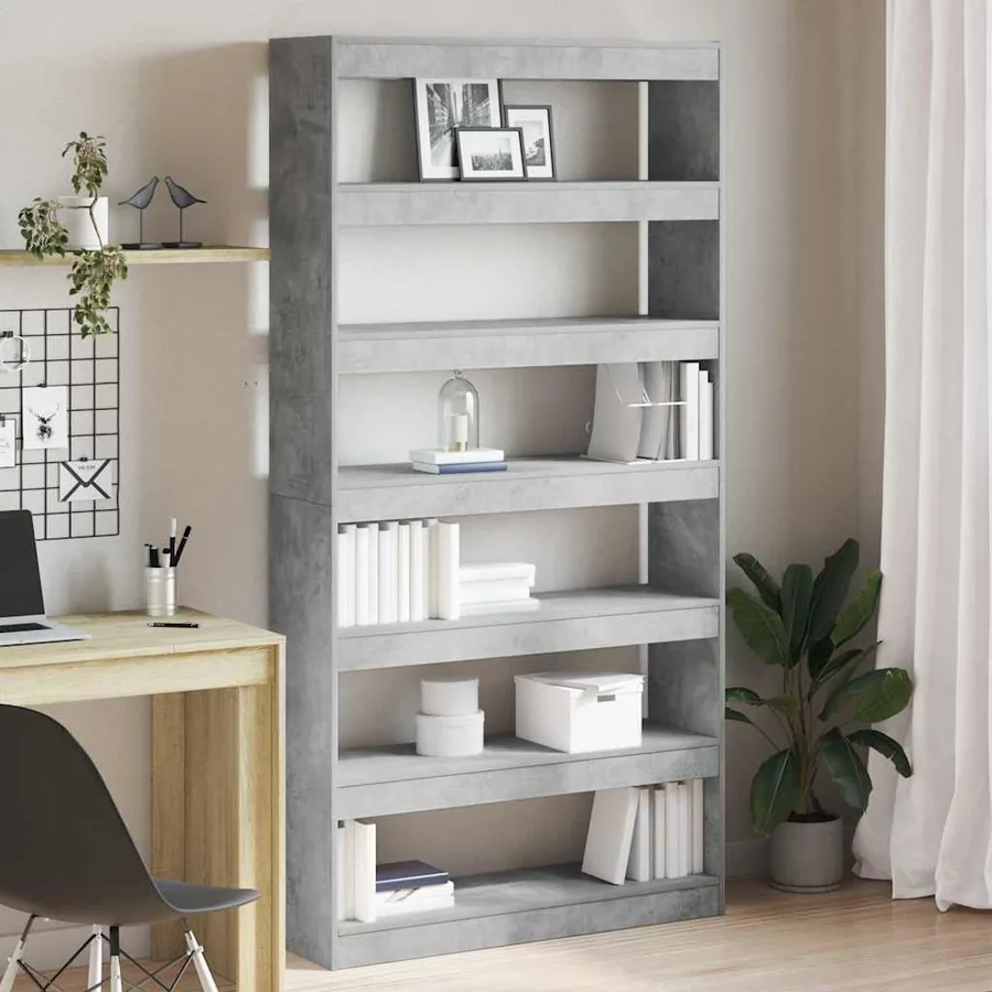 Bibliothèque Gris béton 100 x 30 x 198 cm Bois d'ingénierie