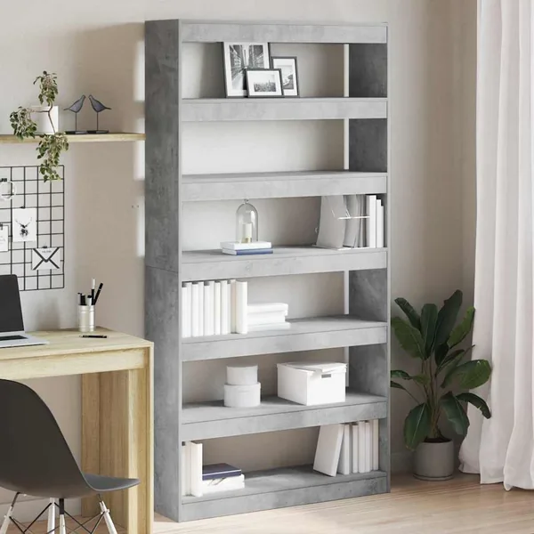 Bibliothèque Gris béton 100 x 30 x 198 cm Bois d'ingénierie