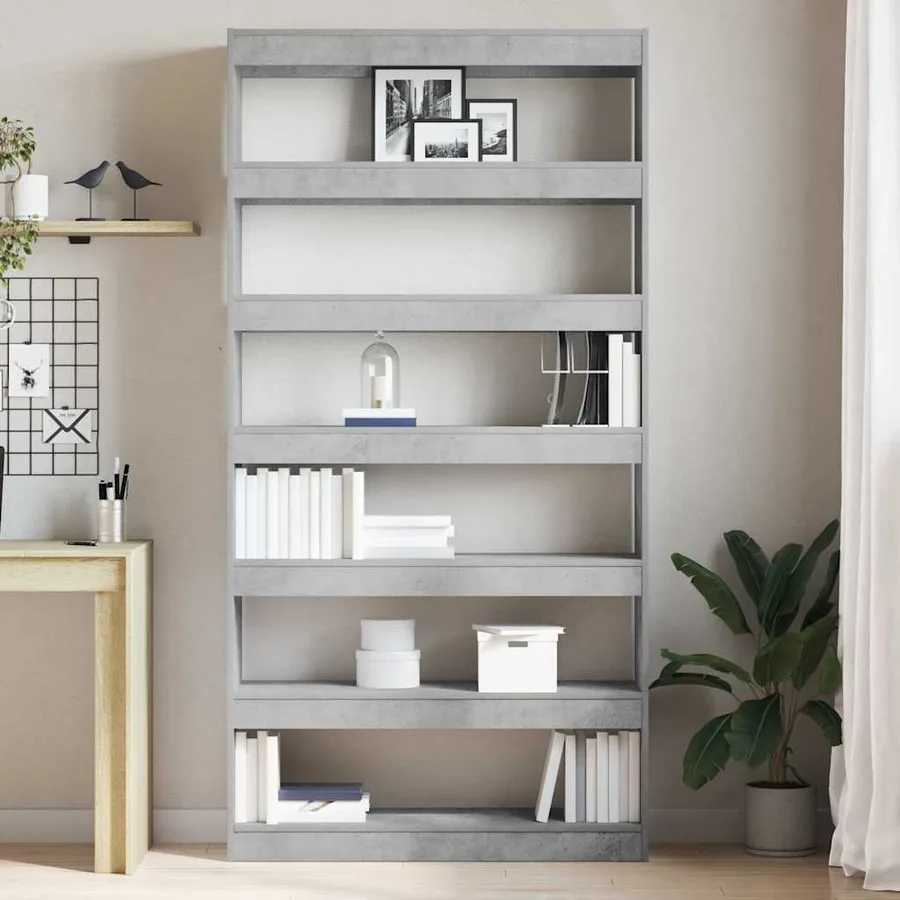 Bibliothèque Gris béton 100 x 30 x 198 cm Bois d'ingénierie - 4