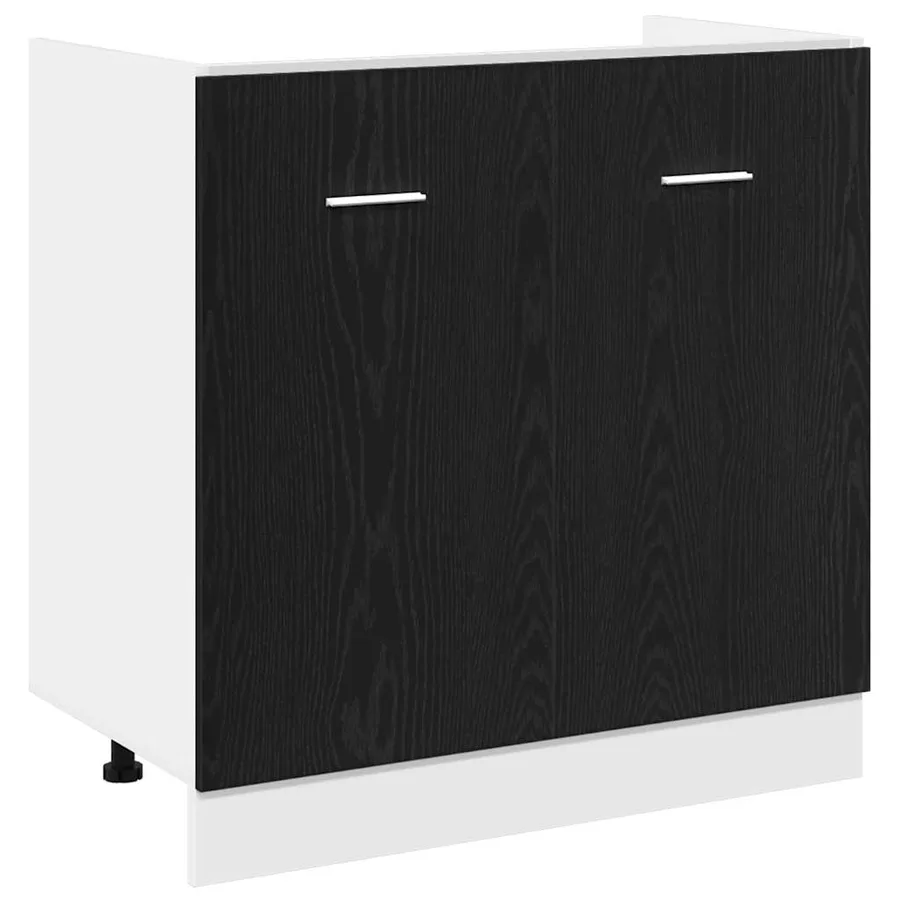Meuble Bas d'Évier Chêne Noir 80x46x81,5 cm Bois Ingénieré - 2
