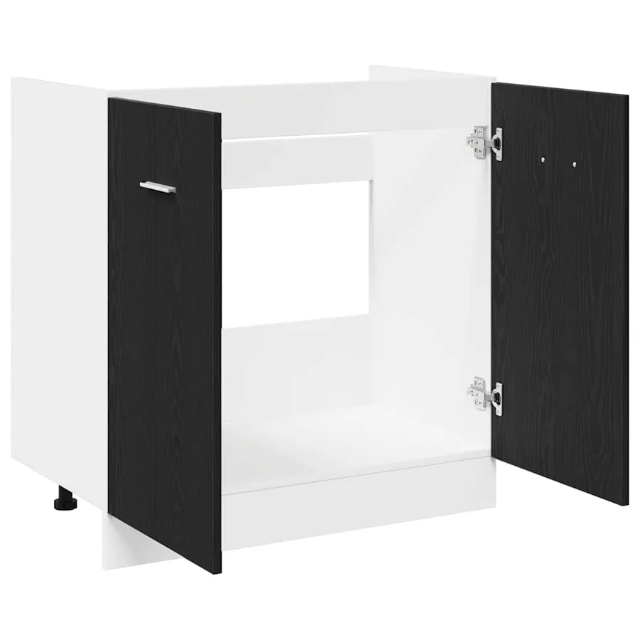 Meuble Bas d'Évier Chêne Noir 80x46x81,5 cm Bois Ingénieré - 5