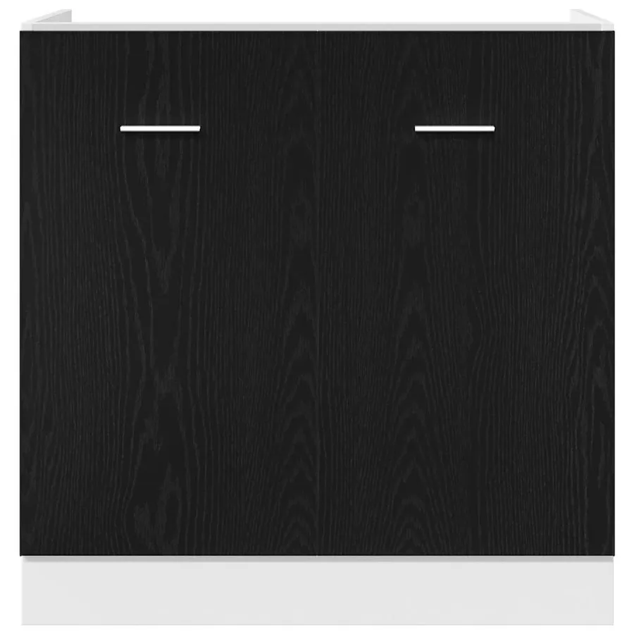 Meuble Bas d'Évier Chêne Noir 80x46x81,5 cm Bois Ingénieré - 6
