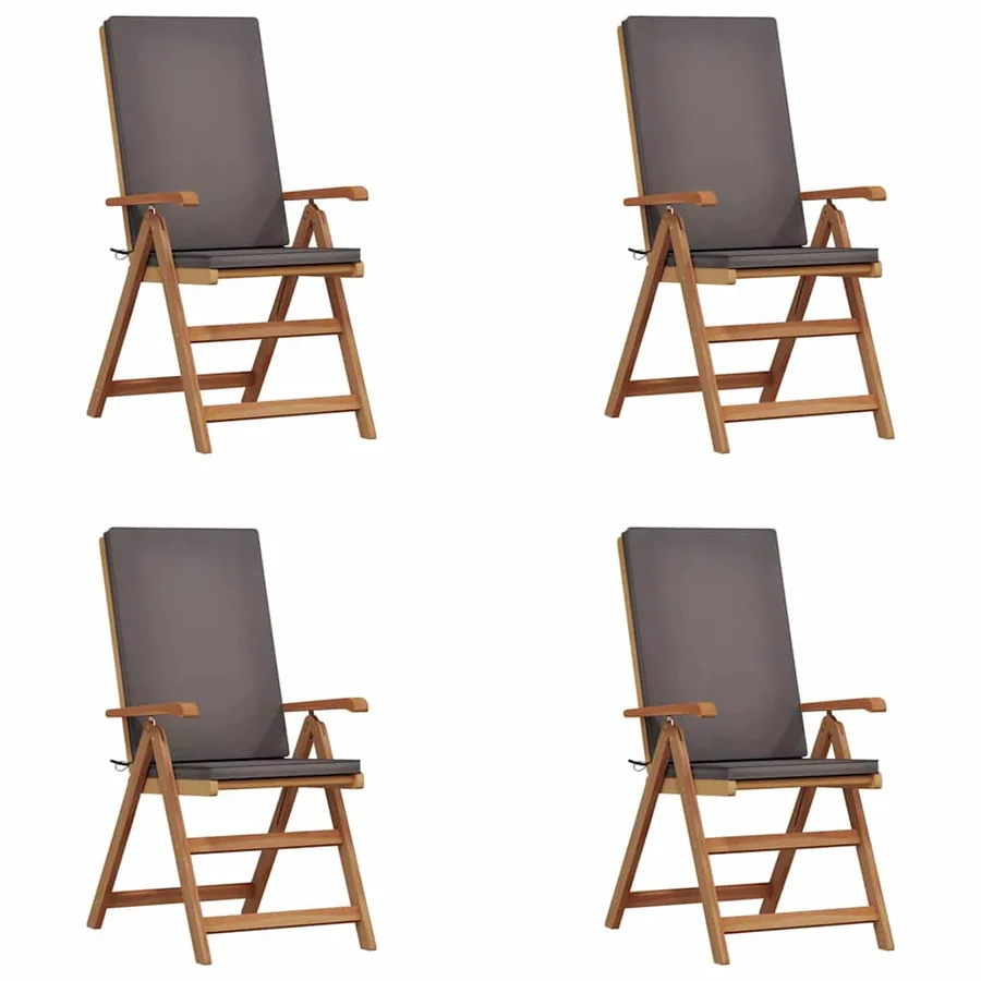 Chaise de jardin 4 pcs Marron et gris 57 x 71,5 x 104 cm - 2