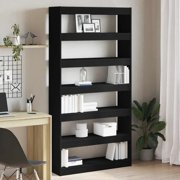 Bibliothèque Noir 100 x 30 x 198 cm Bois d'ingénierie
