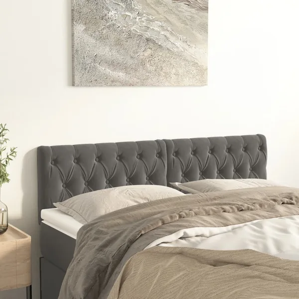 Têtes de lit Gris foncé 144x7x78/88 cm Velours