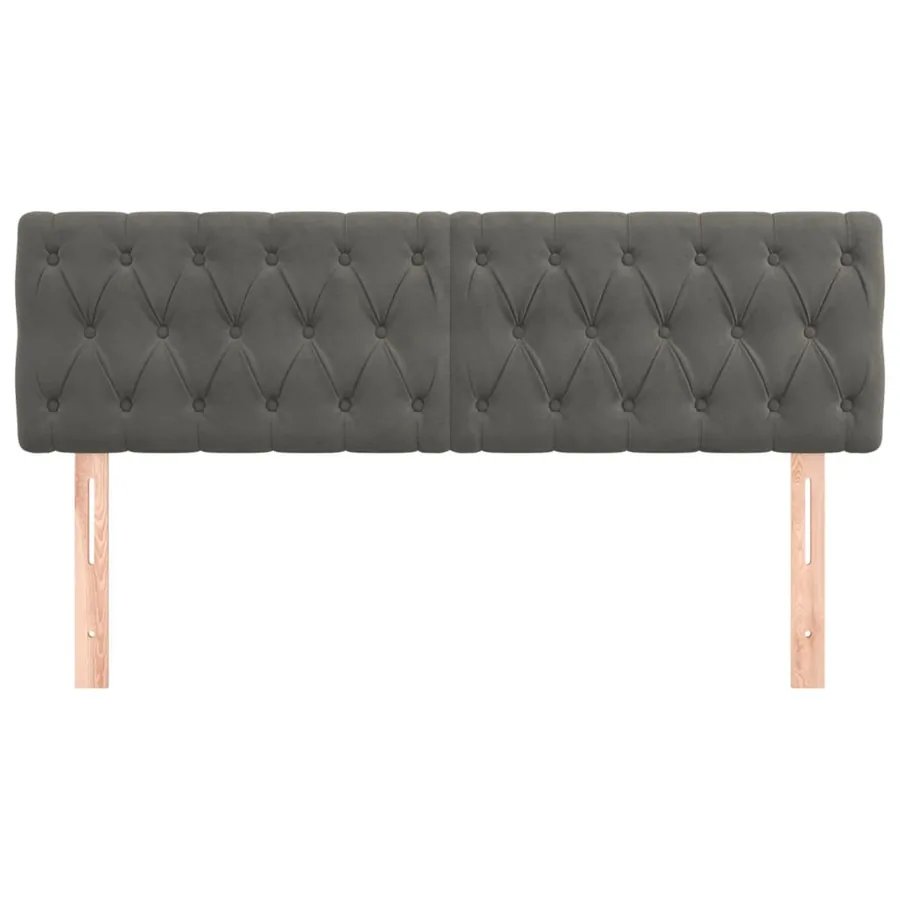 Têtes de lit Gris foncé 144x7x78/88 cm Velours - 3