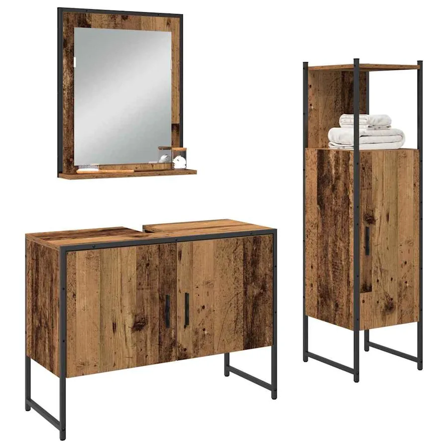 Ensemble de mobilier de salle de bain avec étagère 3 pcs Marron - 3