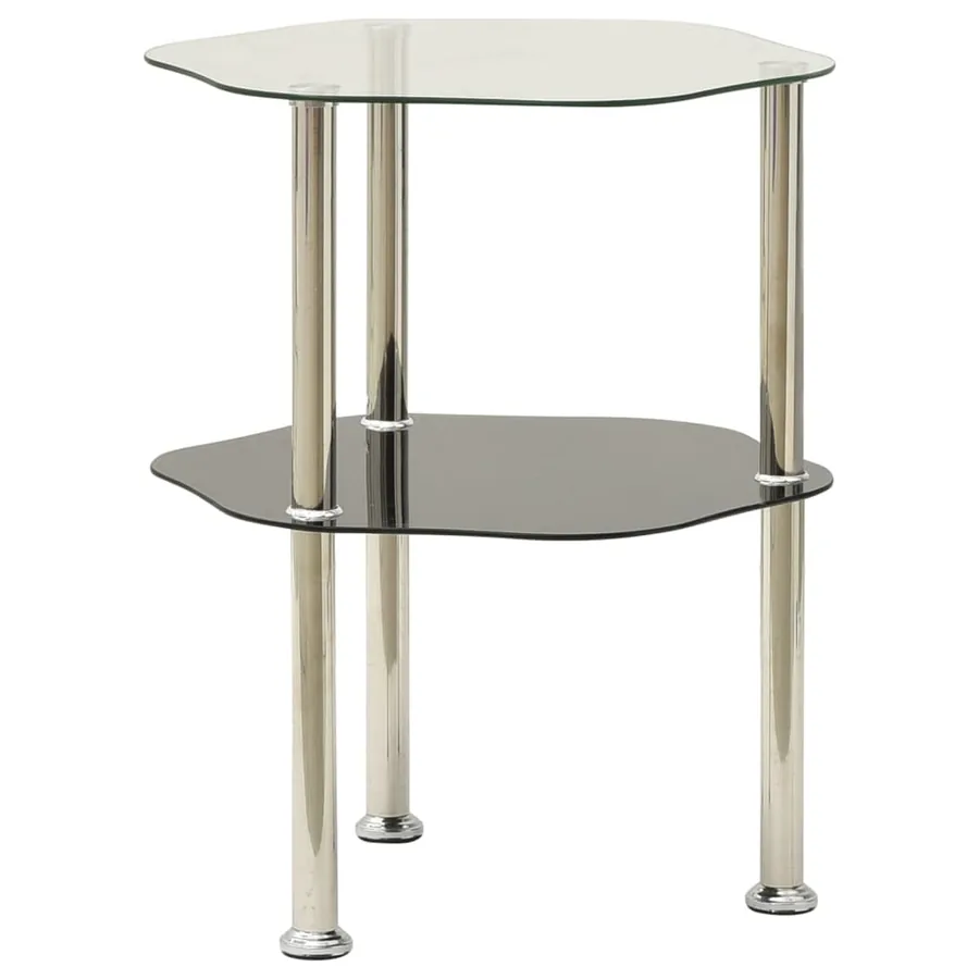 Table 2 niveaux Transparent et noir 38x38x50 cm Verre trempé - 2