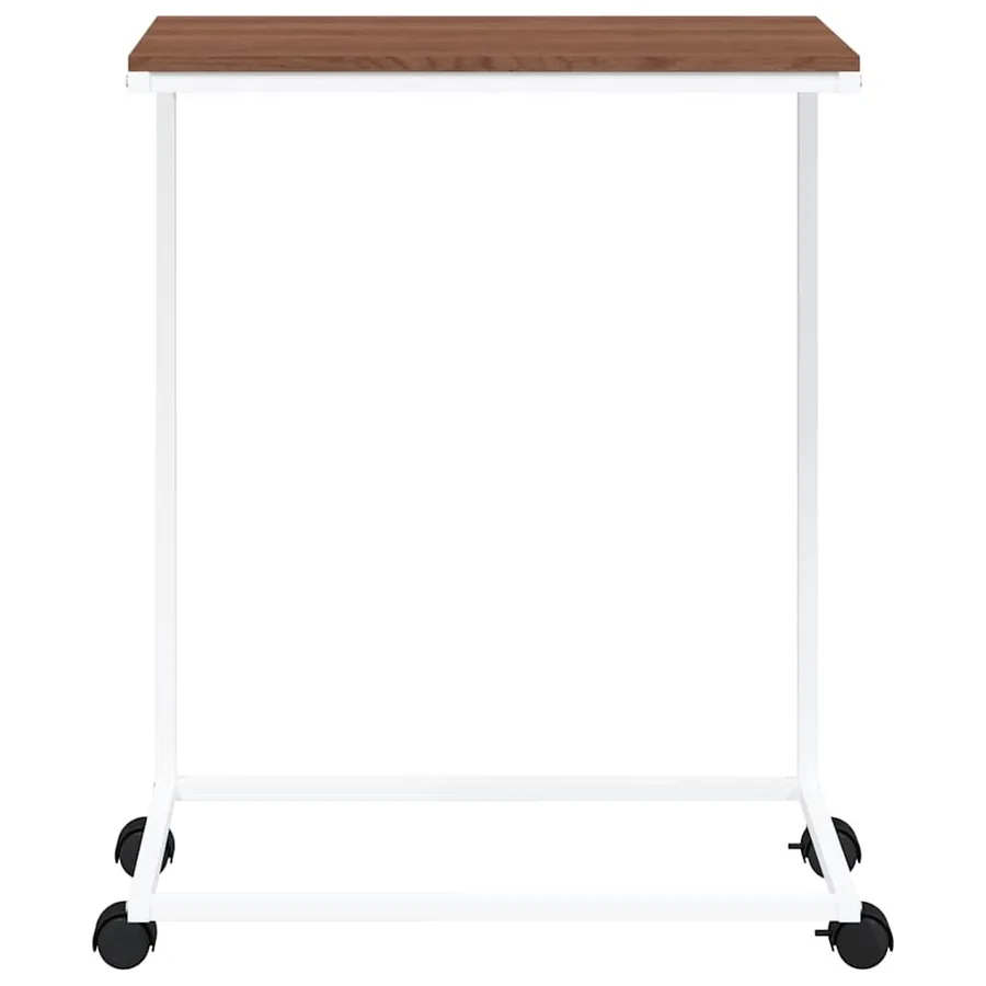 Table d'appoint avec roues Blanc 55x35x70 cm Bois d'ingénierie - 4