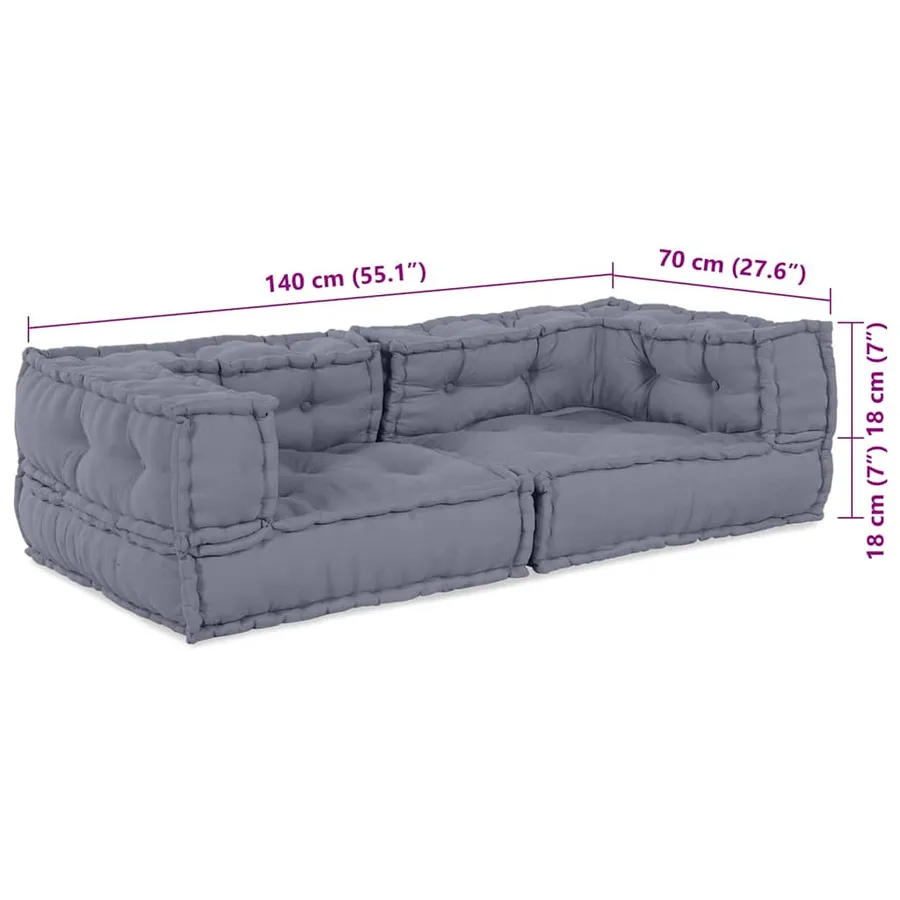 Unité de canapé modulaire 3 pcs Gris 140 x 70 x 36 cm Tissu - 10