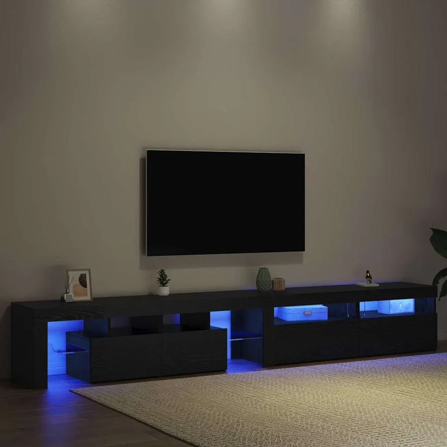 Meuble TV 3 pcs Chêne noir 260 x 37 x 40 cm Bois d'ingénierie - 5
