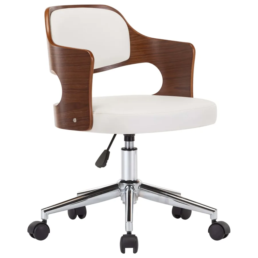 Chaise pivotante à manger Blanc Bois courbé et similicuir - 2