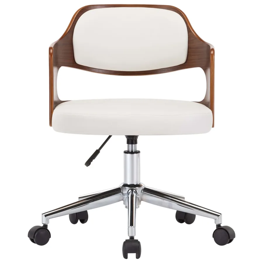 Chaise pivotante à manger Blanc Bois courbé et similicuir - 3