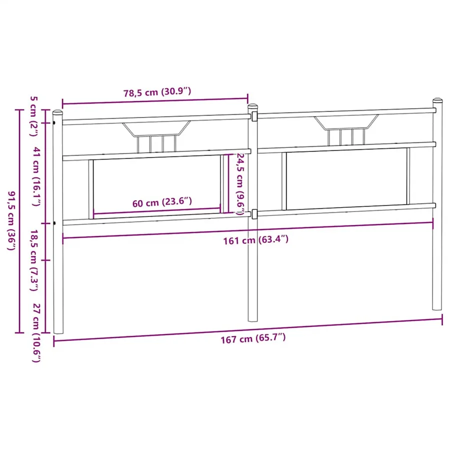 Tête de lit de remplacement chêne sonoma 160 cm bois d'ingénierie et acier - 8