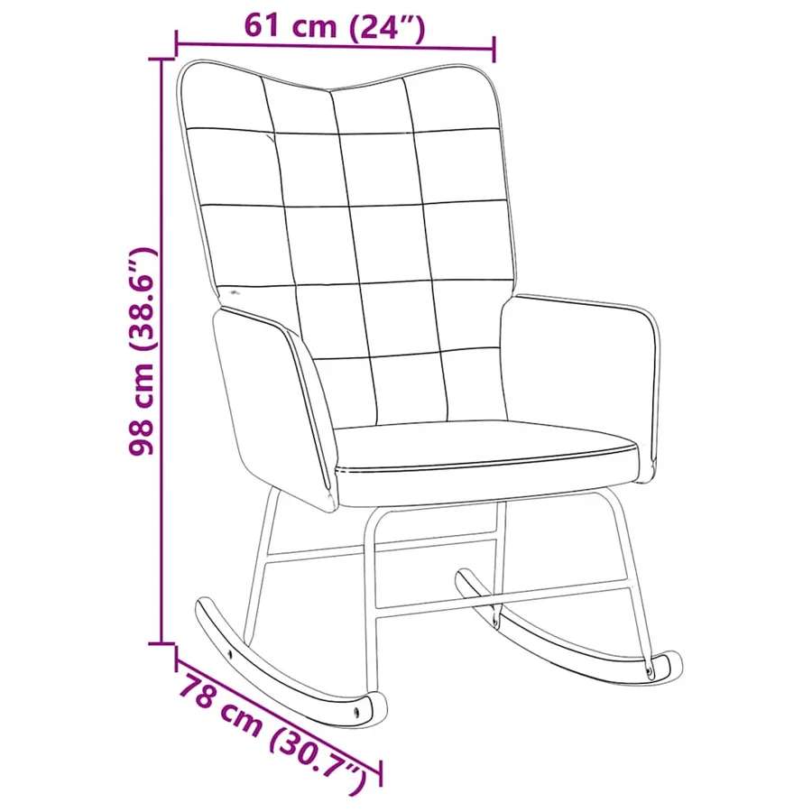 Chaise à bascule Vert clair Velours - 8