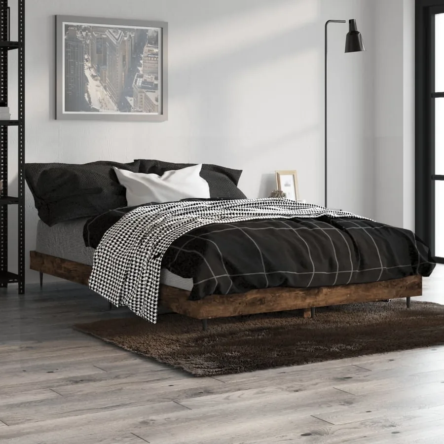 Cadre de lit sans matelas chêne fumé 120x190 cm bois ingénierie - 4