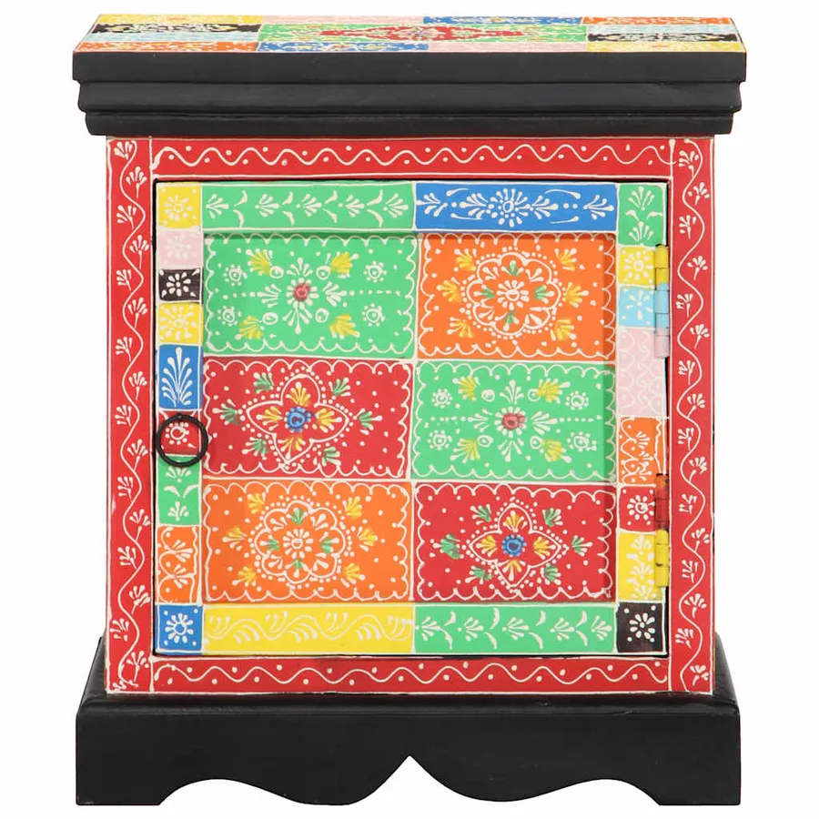 Table de chevet multicolore 40x35x45 cm bois de manguier solide - 2