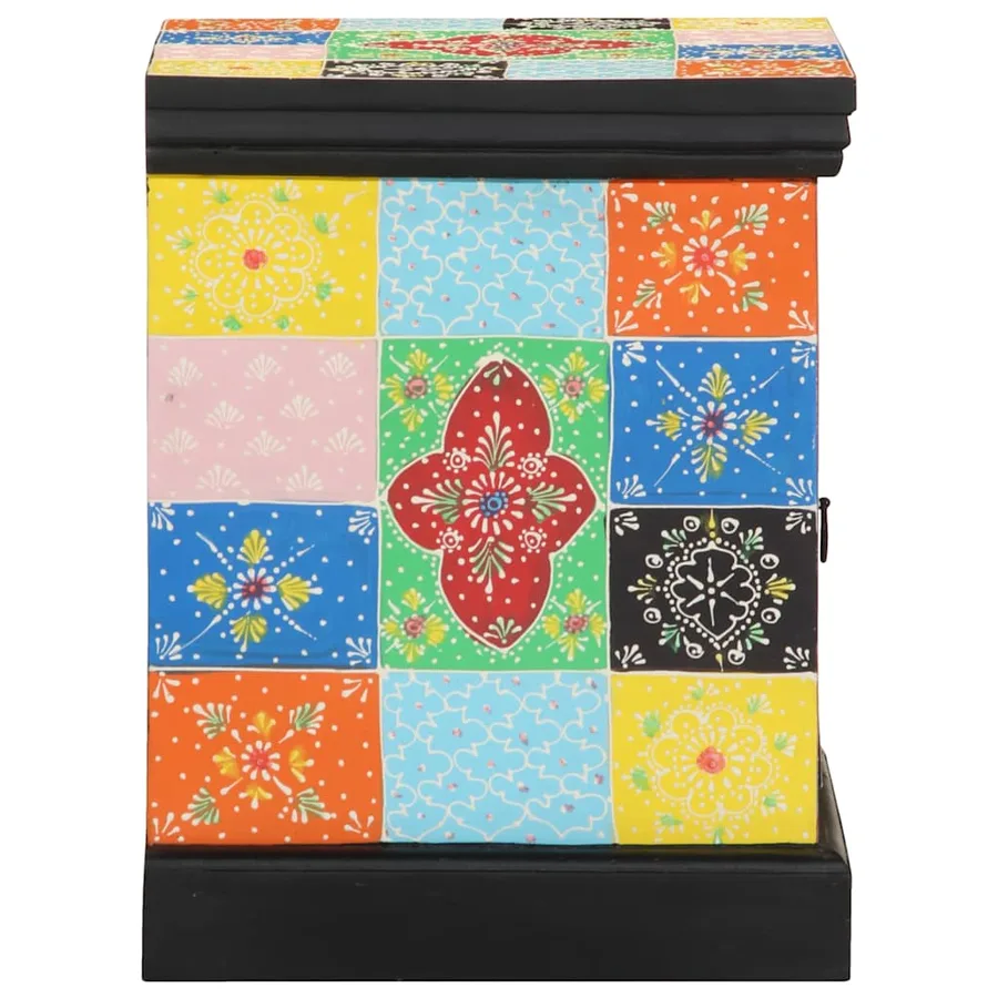 Table de chevet multicolore 40x35x45 cm bois de manguier solide - 4