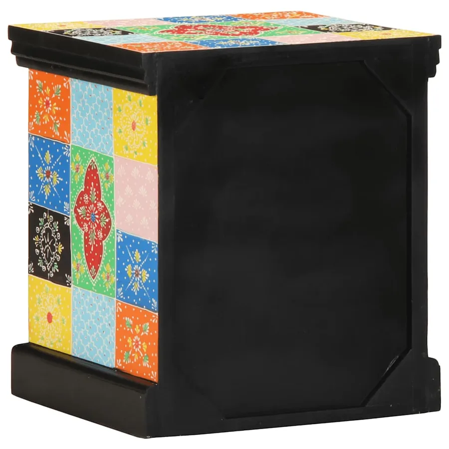 Table de chevet multicolore 40x35x45 cm bois de manguier solide - 5