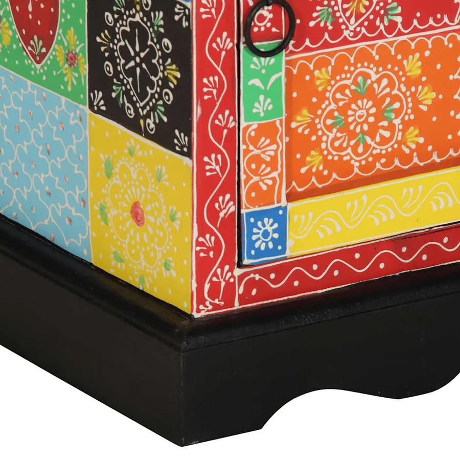 Table de chevet multicolore 40x35x45 cm bois de manguier solide - 8