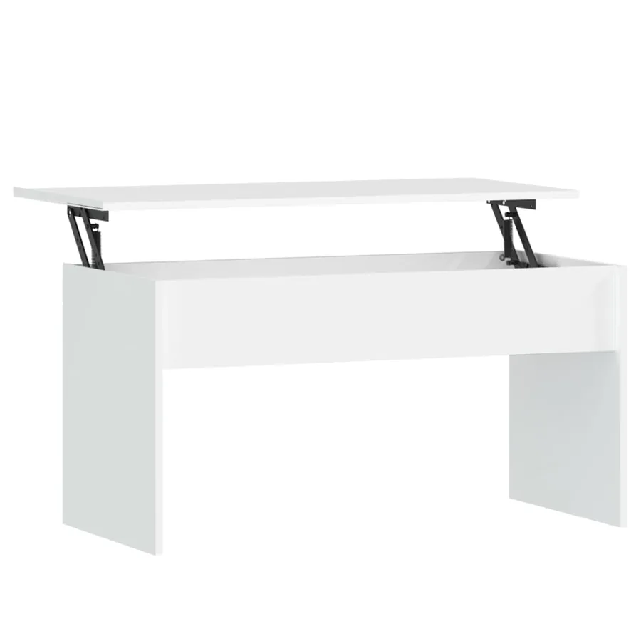 Table basse Blanc 102x50,5x52,5 cm Bois d'ingénierie - 2