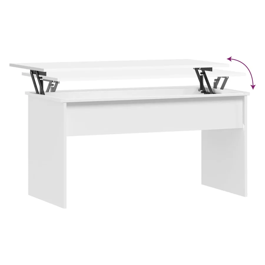 Table basse Blanc 102x50,5x52,5 cm Bois d'ingénierie - 6