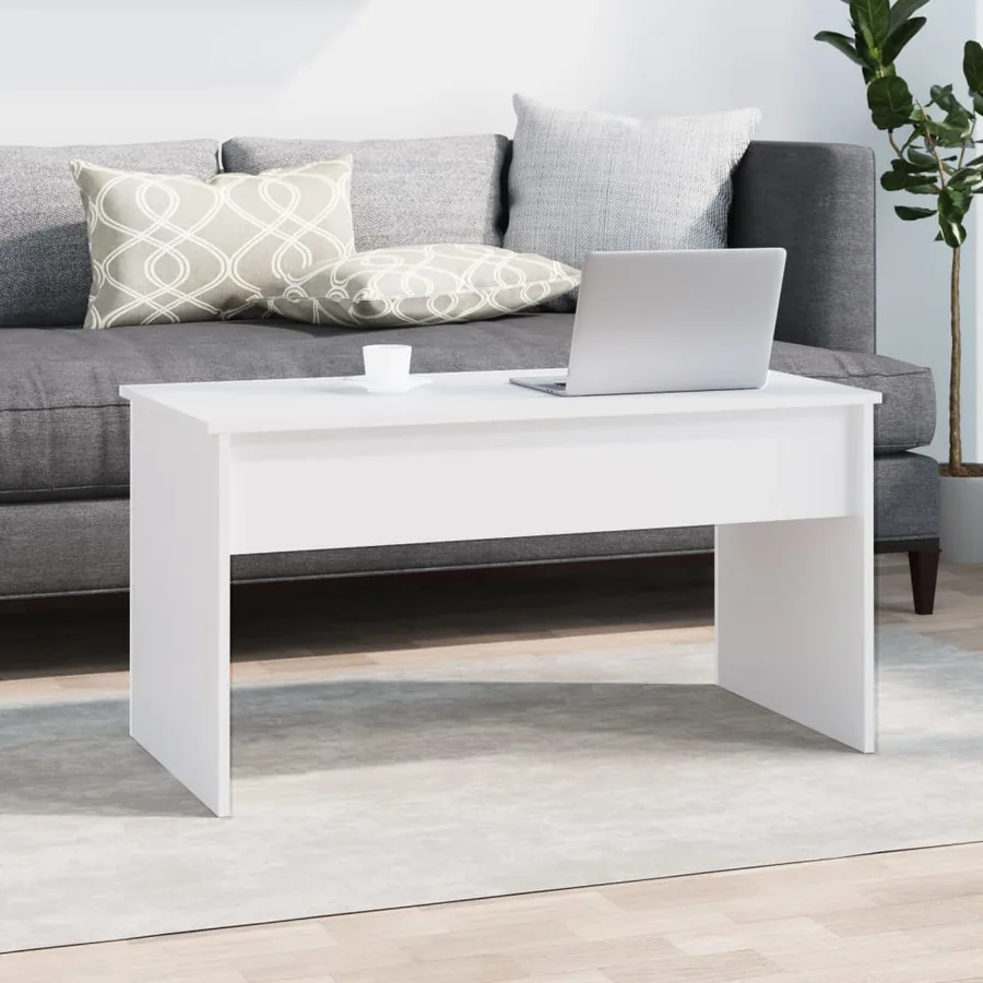 Table basse Blanc 102x50,5x52,5 cm Bois d'ingénierie - 8