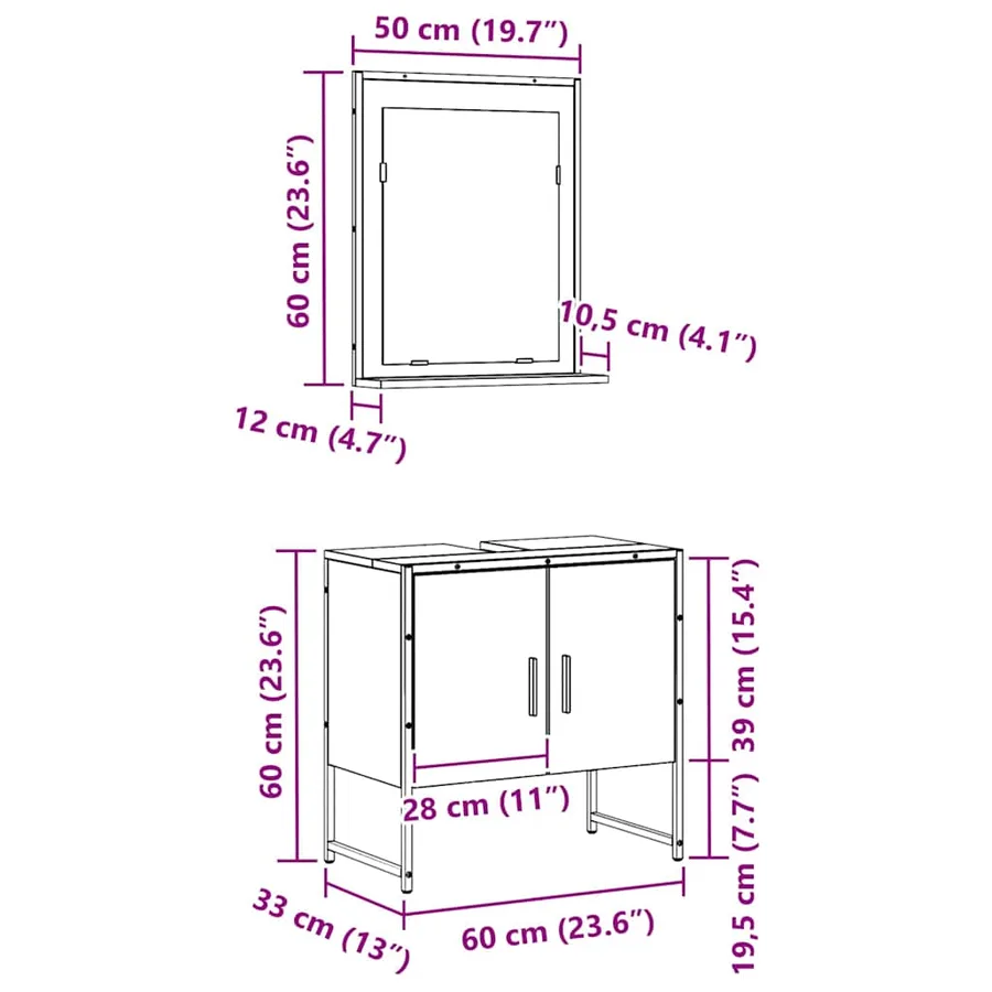 Ensemble de mobilier de salle de bain Montage mural 2 pcs Noir - 13