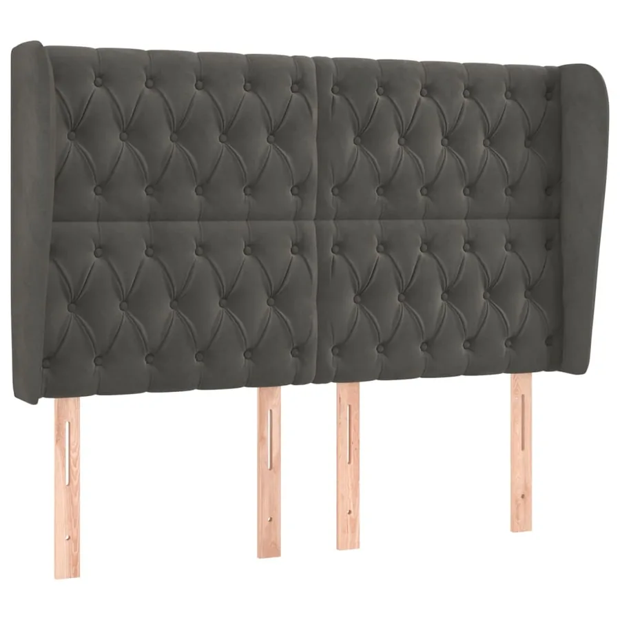 Tête de lit avec oreilles Gris foncé 147x23x118/128 cm Velours - 2