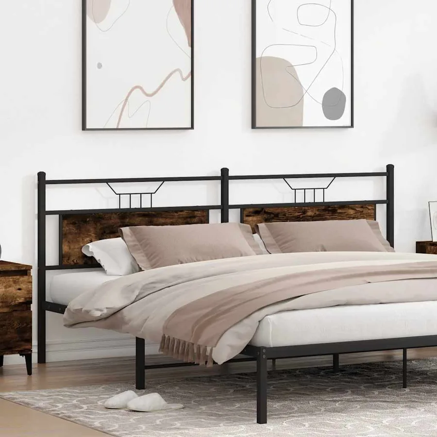 Tête de lit de remplacement chêne fumé 193 cm bois d'ingénierie et acier - 3