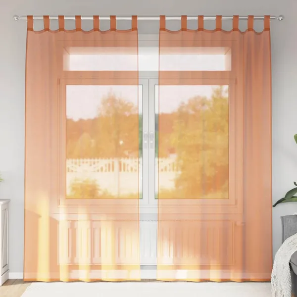 Rideaux en voile avec boucles 2 pcs terre cuite 140x245 cm
