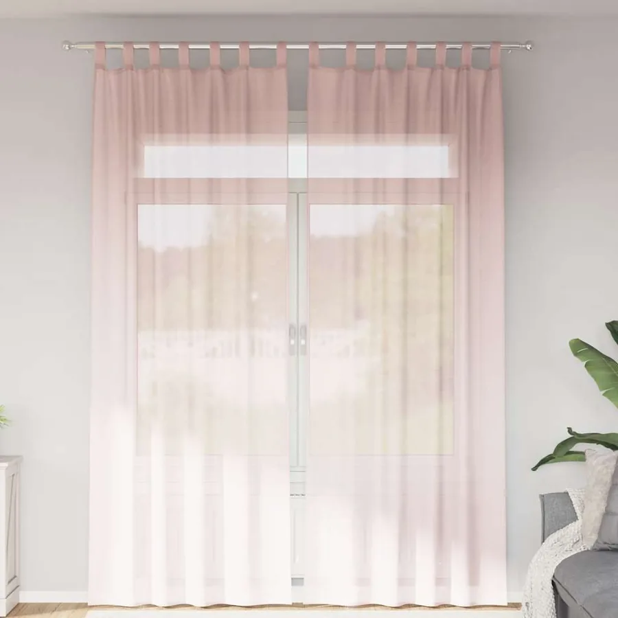 Rideaux en voile avec passe-tringles 2 pcs rose clair