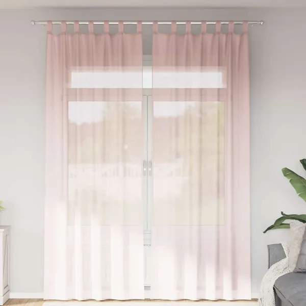 Rideaux en voile avec passe-tringles 2 pcs rose clair