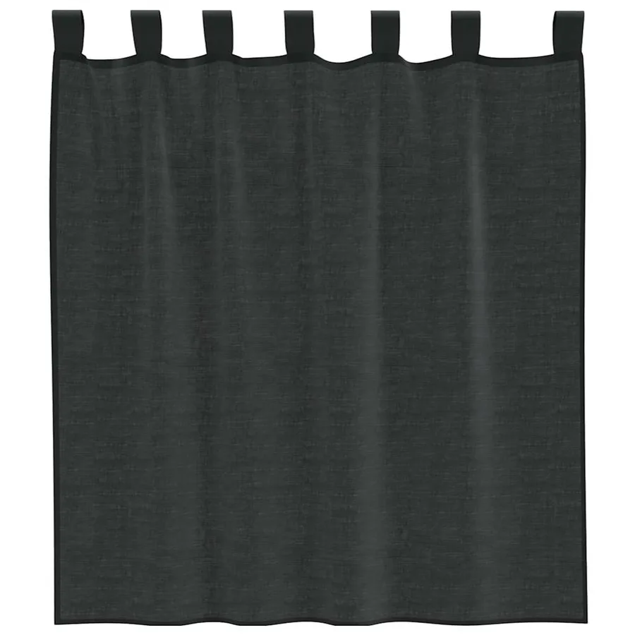 Rideaux en voile avec passants 2 pcs noir - 4