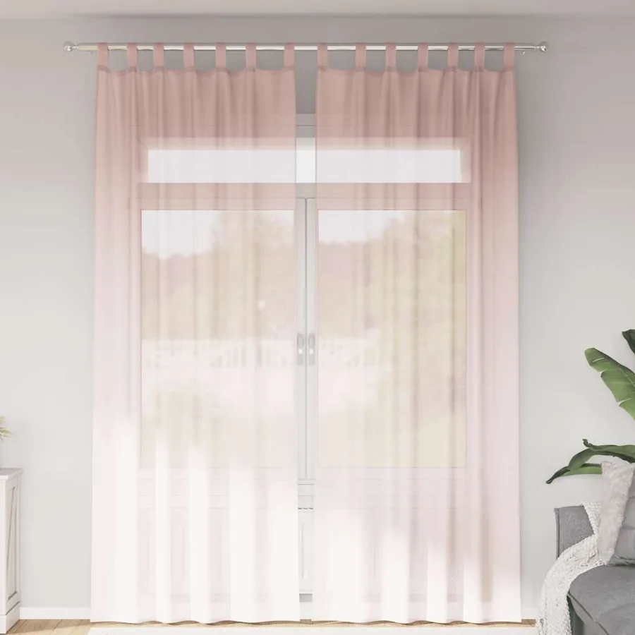 Rideaux en voile avec boucles 2 pcs rose clair 140x260 cm
