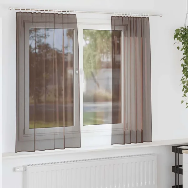 Rideaux en voile avec passants 2 pcs marron